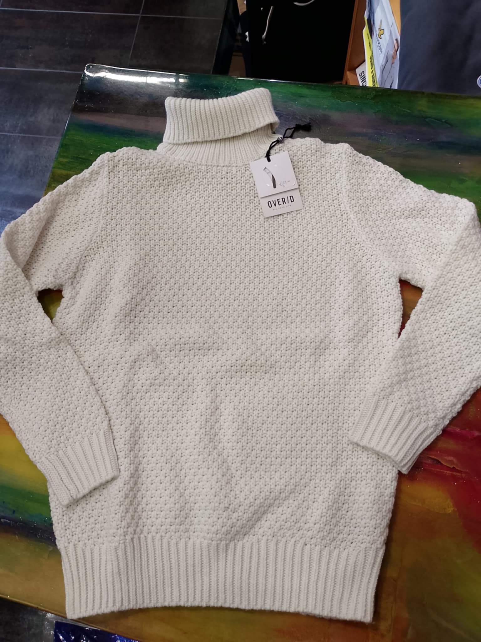 MAGLIONE DOLCEVITA OVER/D   BIANCO